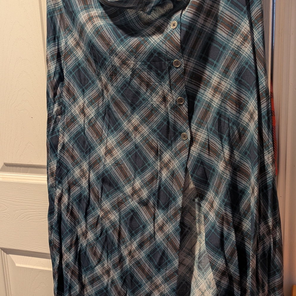 Wild Fable Teal and Brown Plaid Skirt